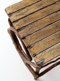 vintage Amish twig furniture | bentwood chair, coffee table, and end table