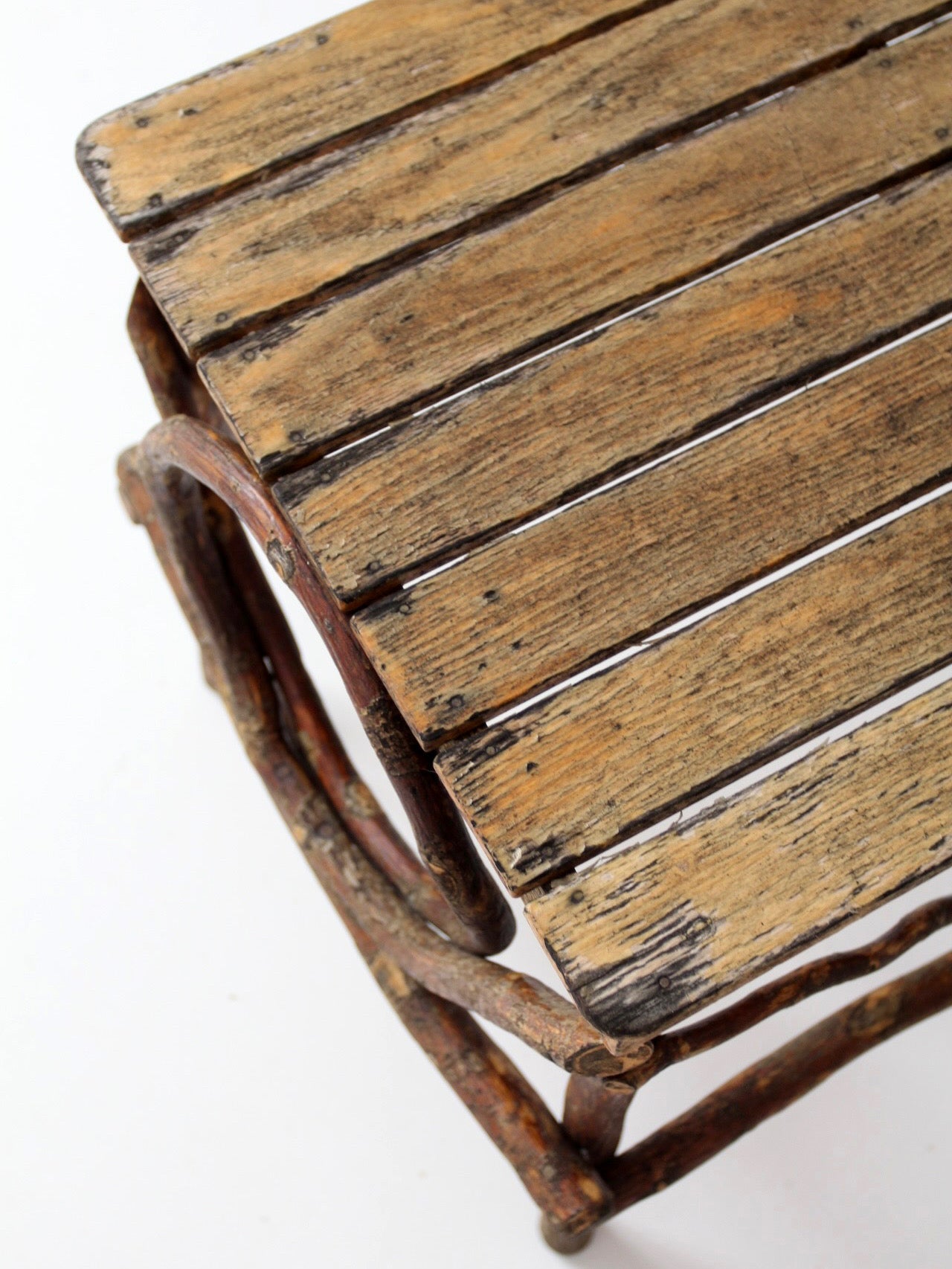vintage Amish twig furniture | bentwood chair, coffee table, and end table