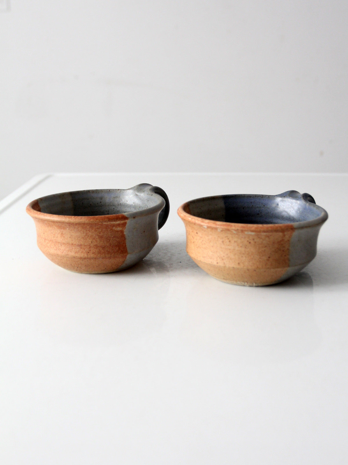 vintage studio pottery soup cups pair
