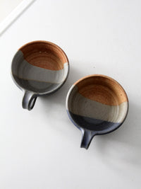 vintage studio pottery soup cups pair