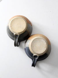 vintage studio pottery soup cups pair