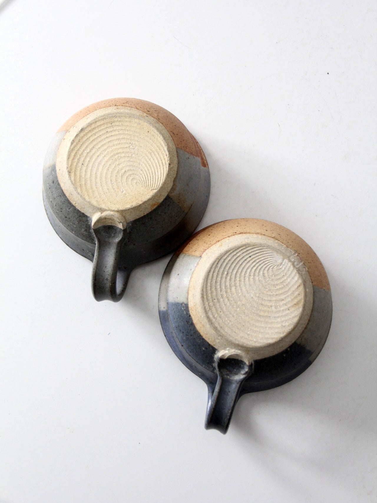vintage studio pottery soup cups pair