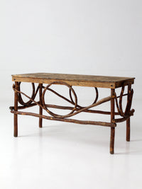 vintage Amish twig furniture | bentwood chair, coffee table, and end table