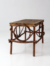 vintage Amish twig furniture | bentwood chair, coffee table, and end table