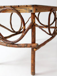 vintage Amish twig furniture | bentwood chair, coffee table, and end table