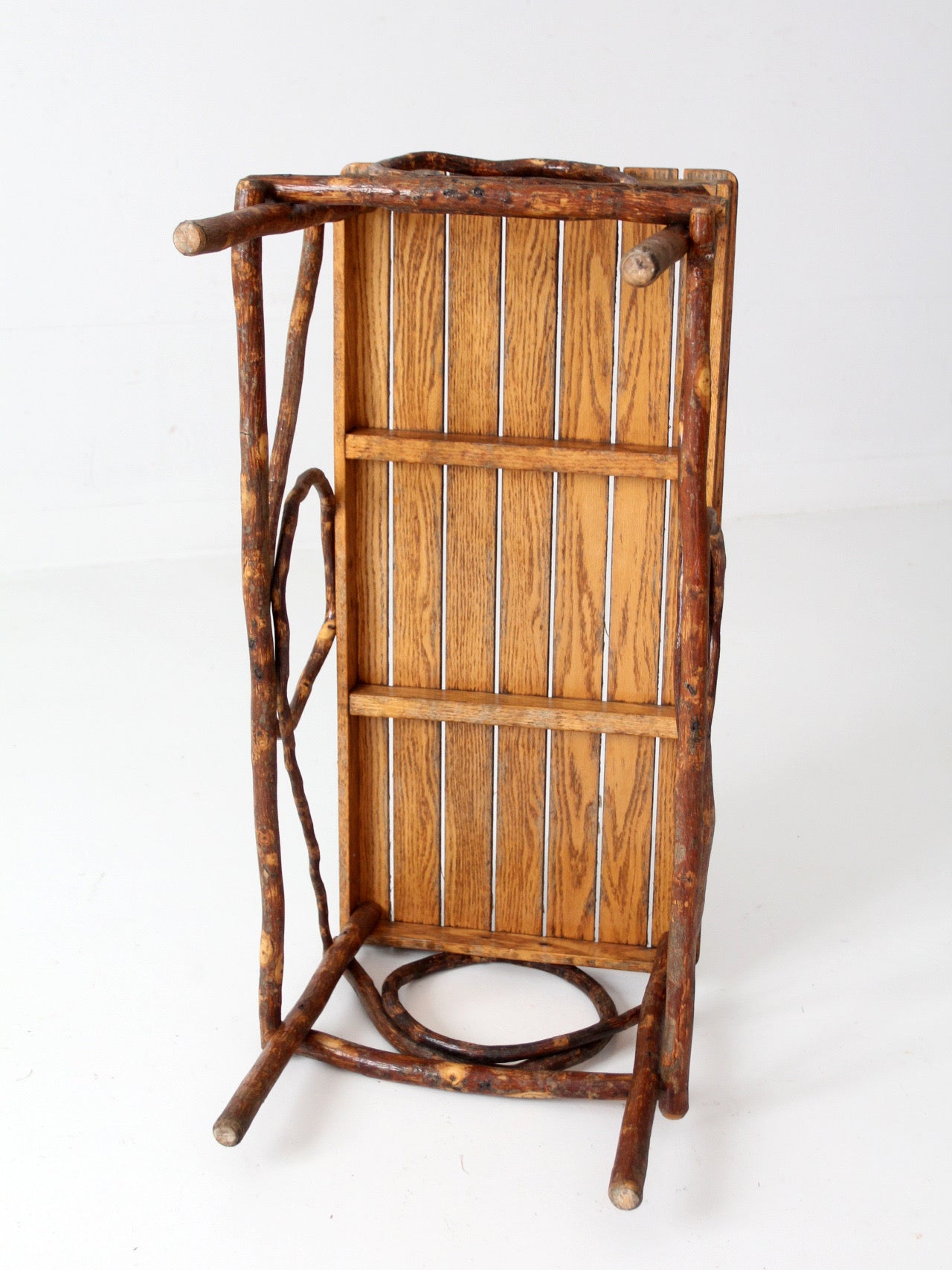 vintage Amish twig furniture | bentwood chair, coffee table, and end table