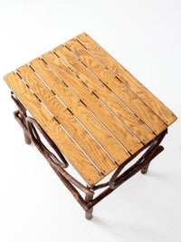 vintage Amish twig furniture | bentwood chair, coffee table, and end table