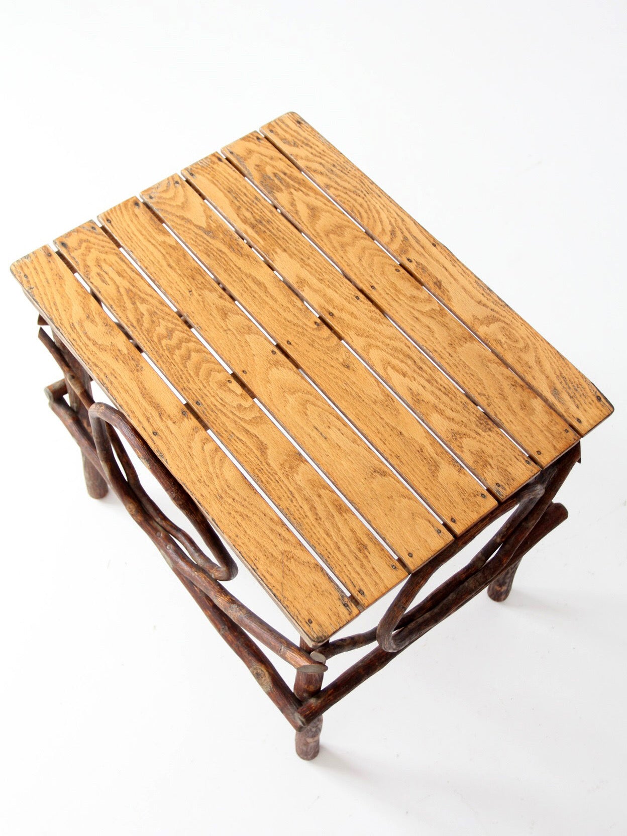 vintage Amish twig furniture | bentwood chair, coffee table, and end table