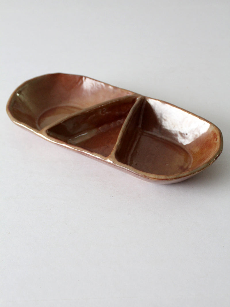 vintage studio pottery divided tray