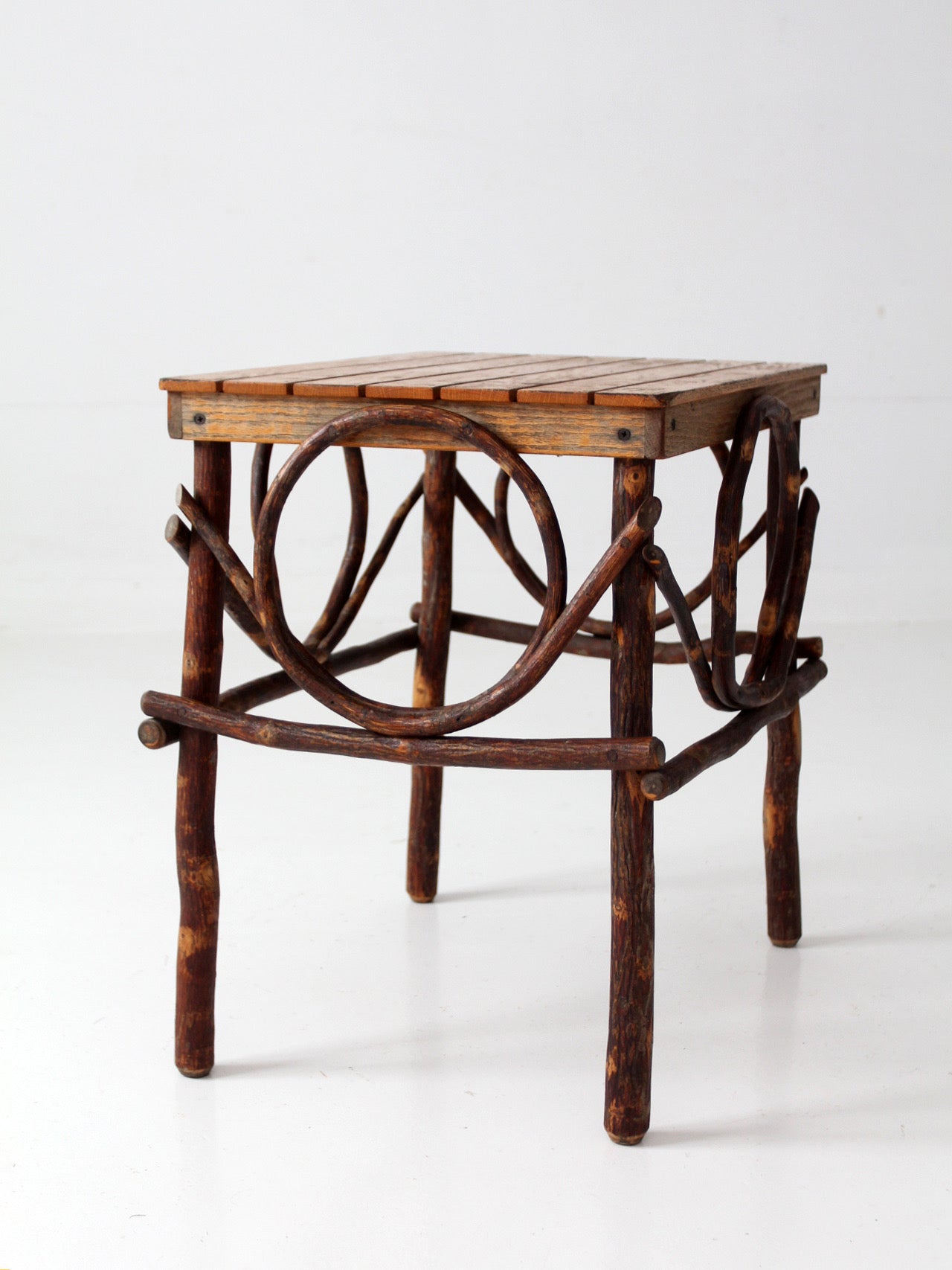vintage Amish twig furniture | bentwood chair, coffee table, and end table