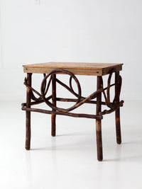 vintage Amish twig furniture | bentwood chair, coffee table, and end table