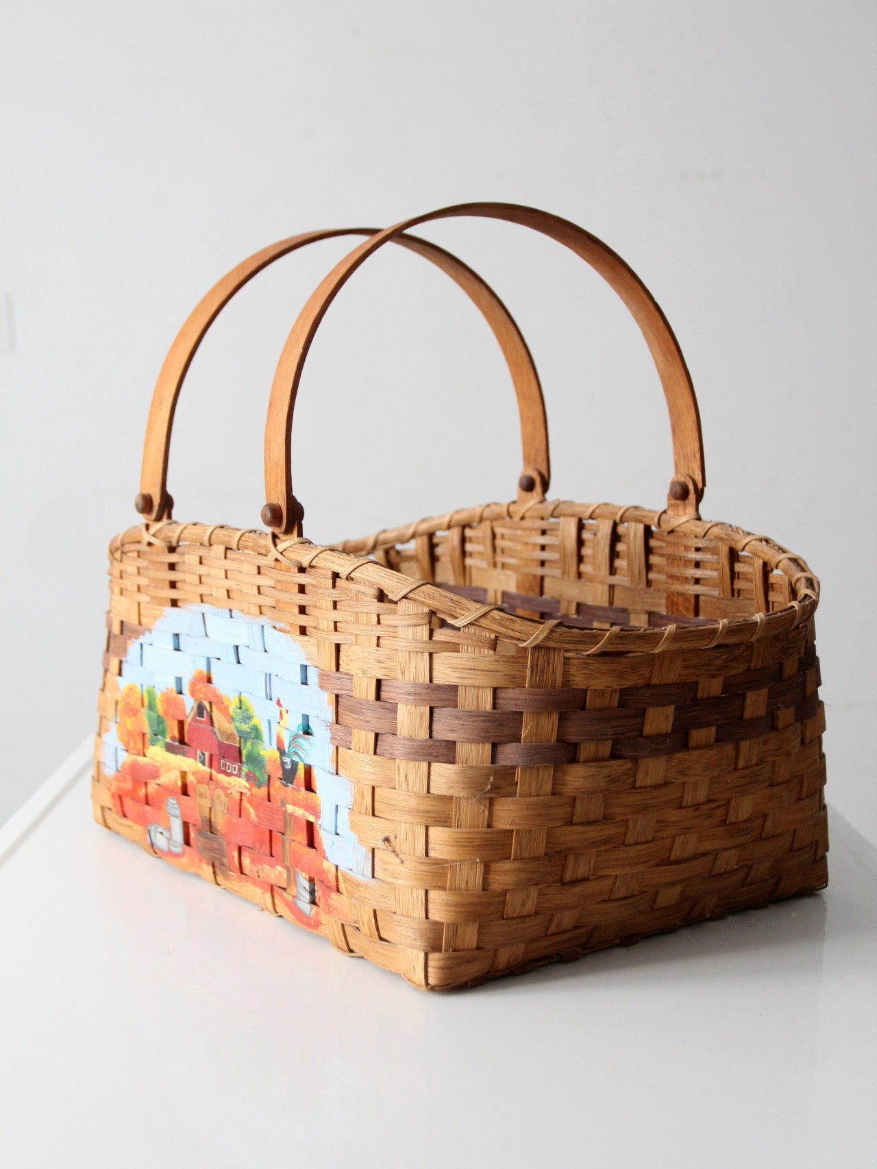vintage hand-painted farmhouse basket