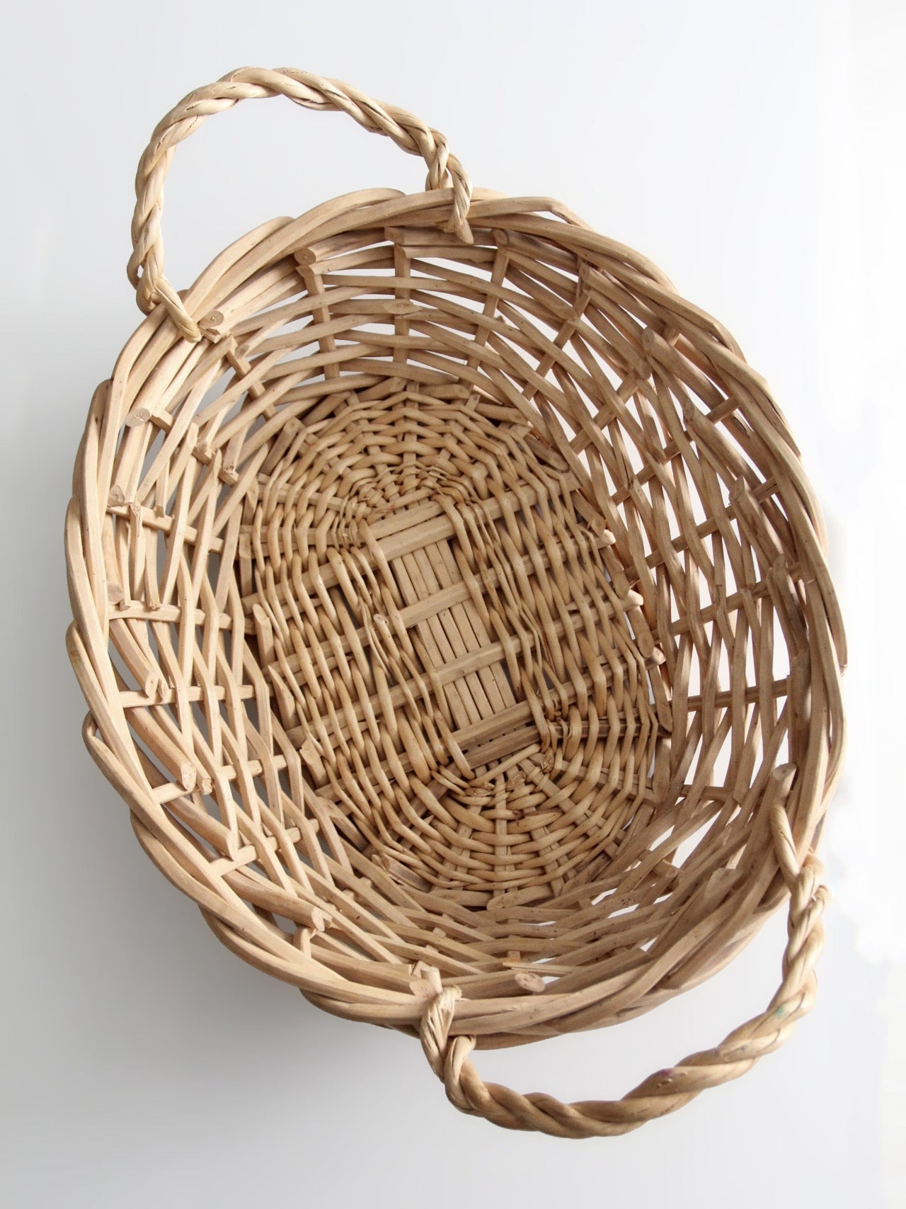large vintage handwoven gathering basket