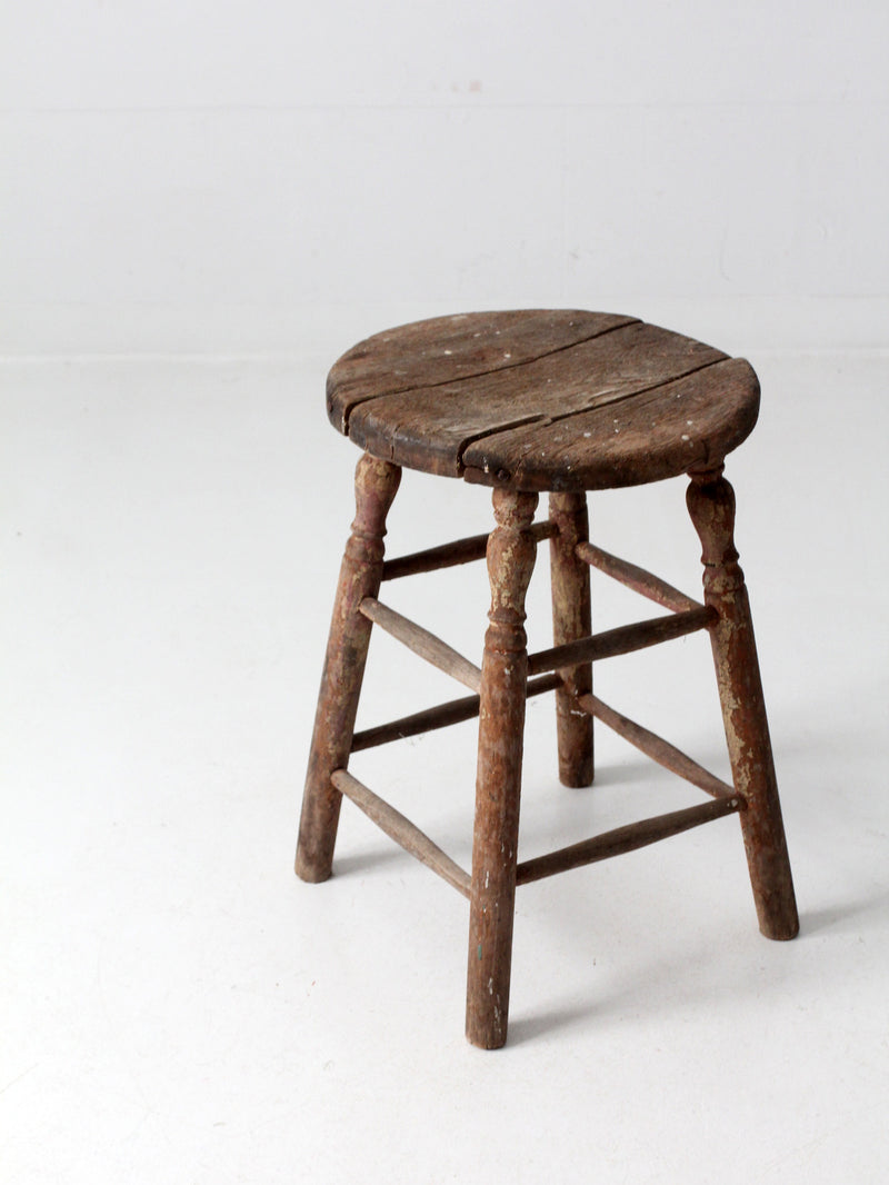 antique rustic wood stool