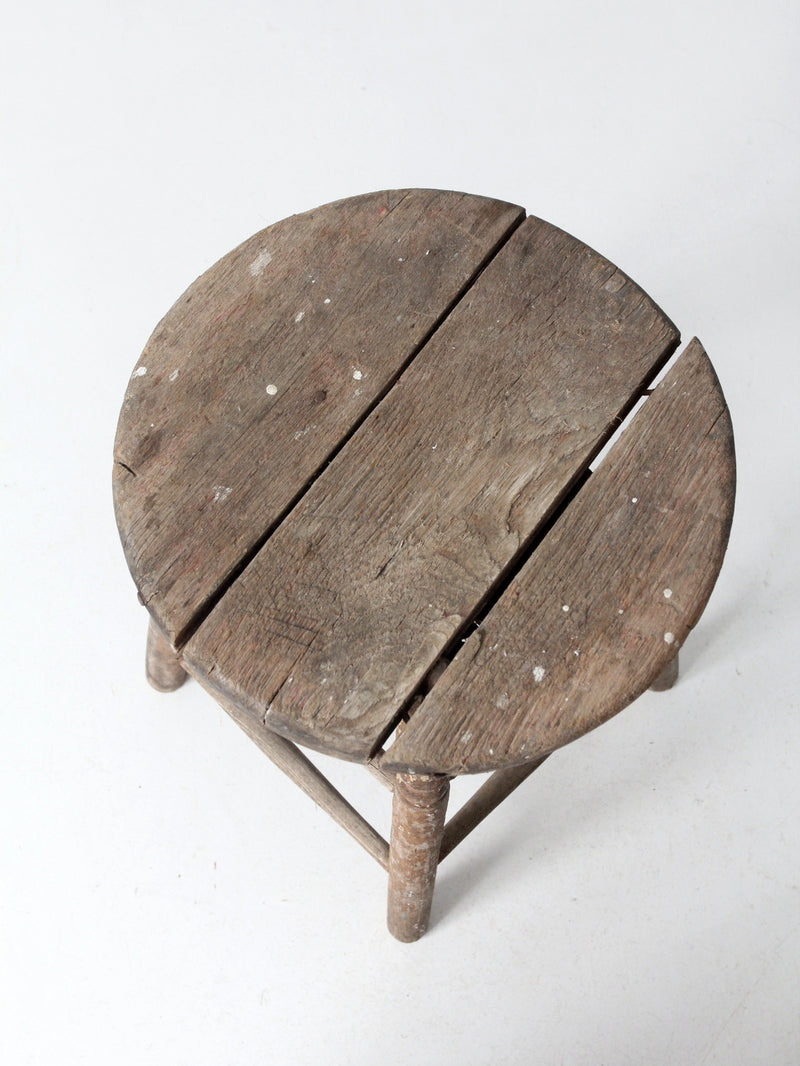 antique rustic wood stool