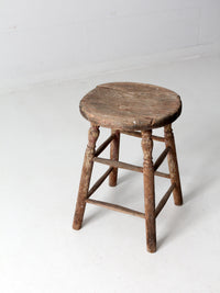 antique rustic wood stool