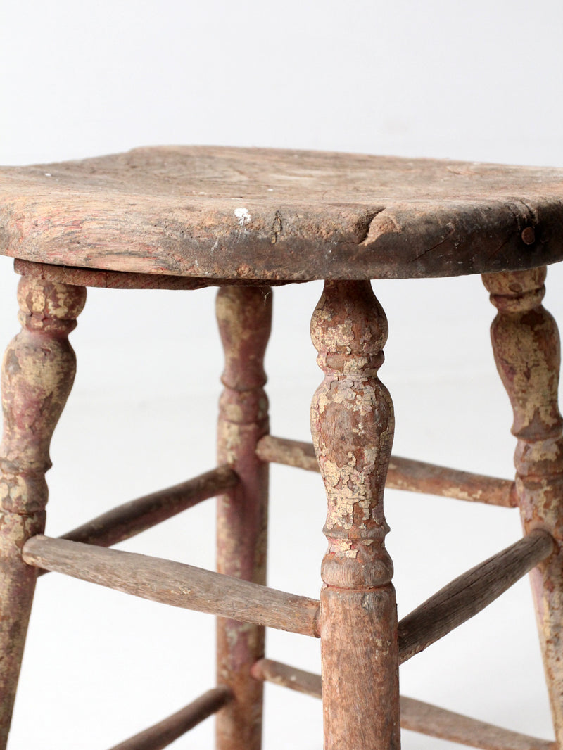 antique rustic wood stool