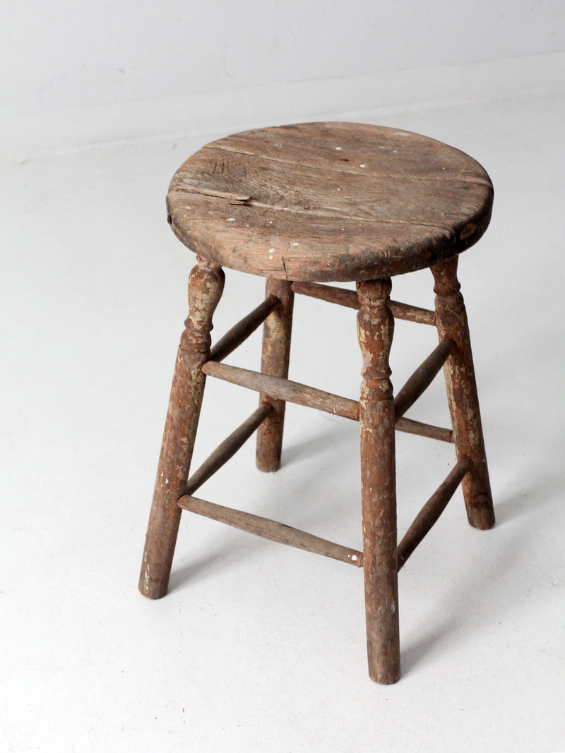 antique rustic wood stool