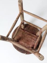 antique rustic wood stool