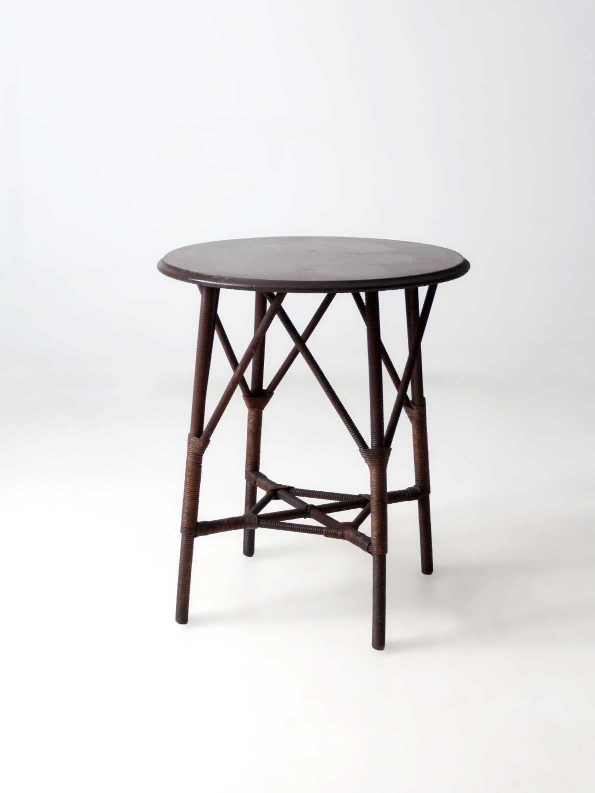 early 20th century wicker and wood side table