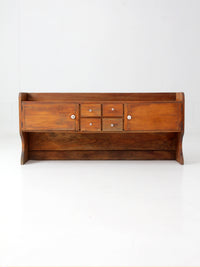 antique primitive tabletop cabinet with drawers and cupboards