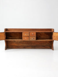 antique primitive tabletop cabinet with drawers and cupboards