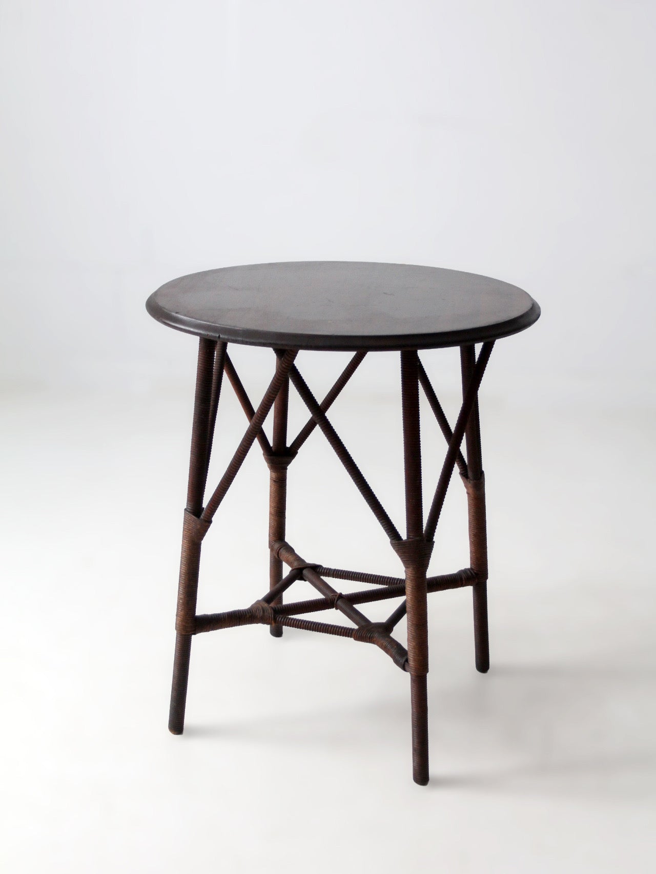 early 20th century wicker and wood side table