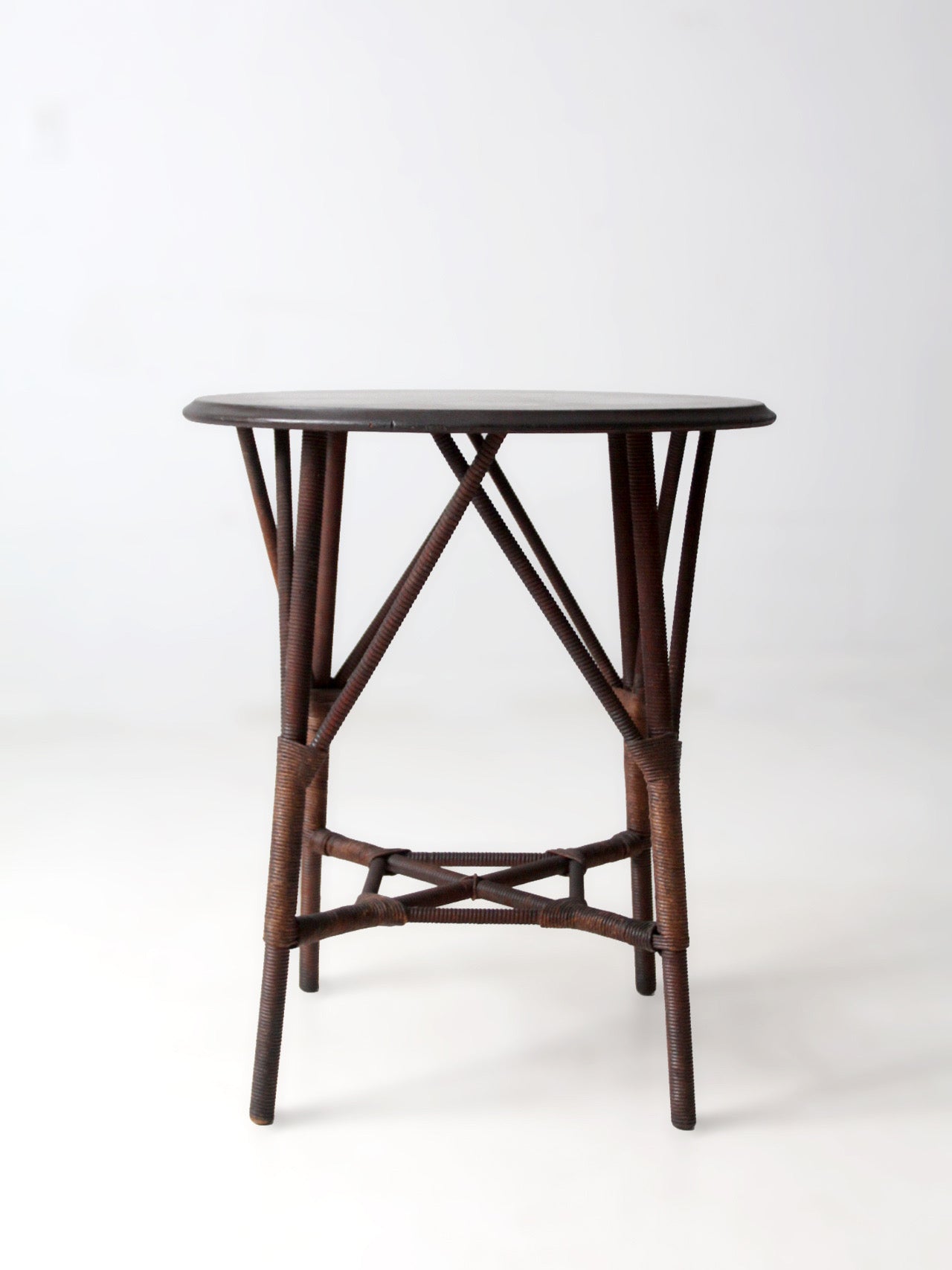 early 20th century wicker and wood side table