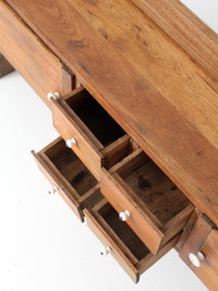 antique primitive tabletop cabinet with drawers and cupboards