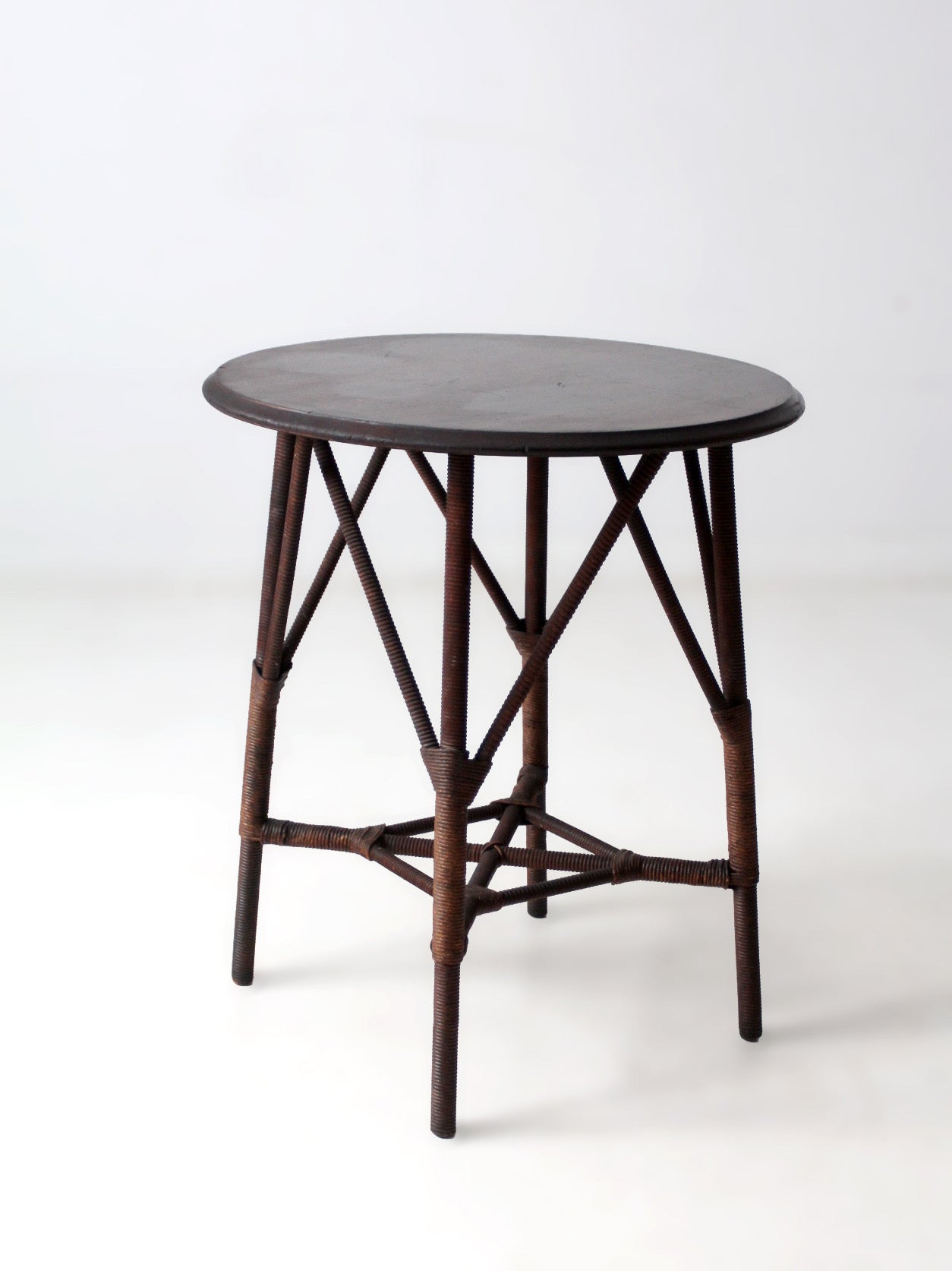 early 20th century wicker and wood side table