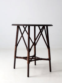 early 20th century wicker and wood side table