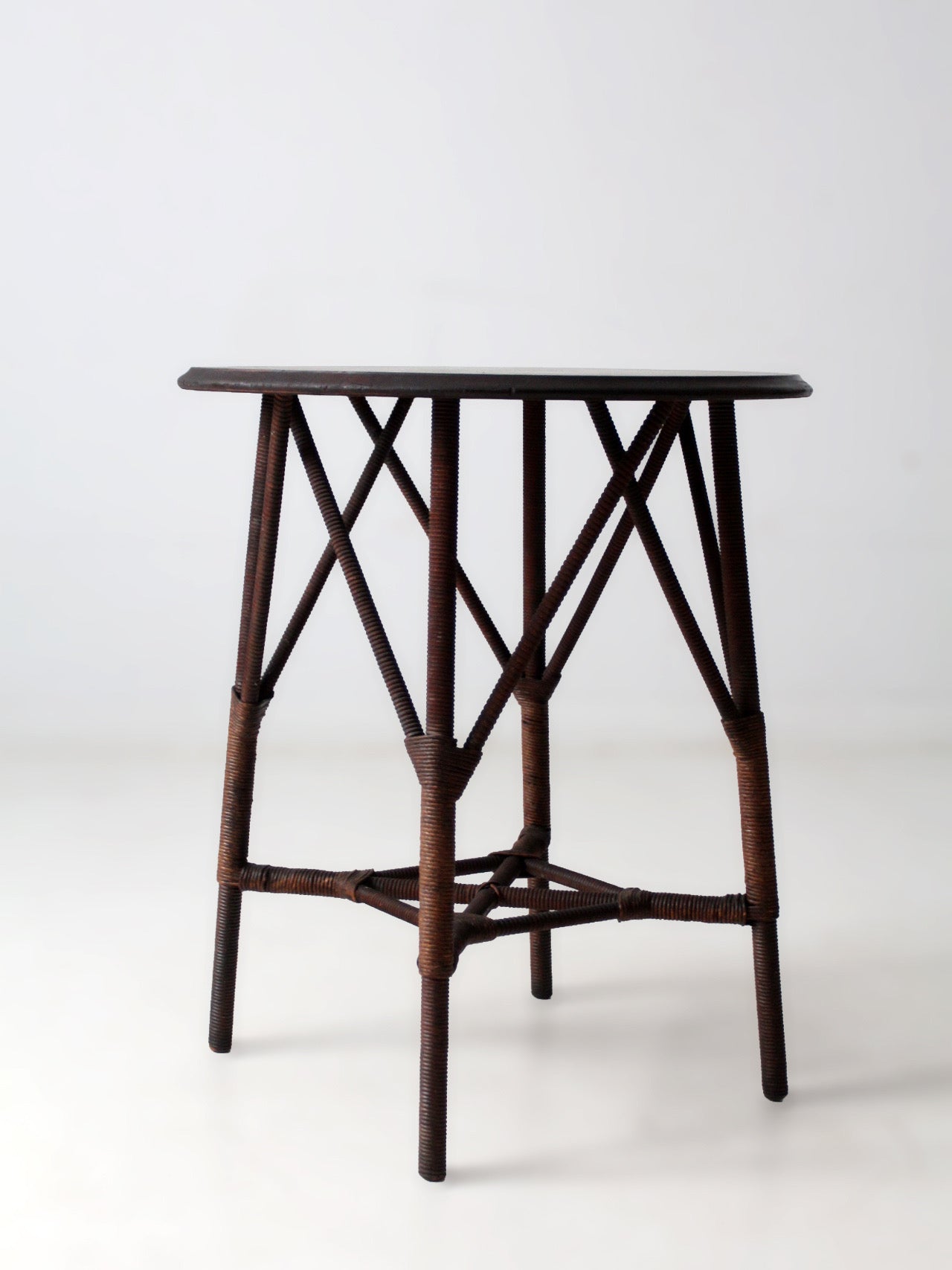 early 20th century wicker and wood side table