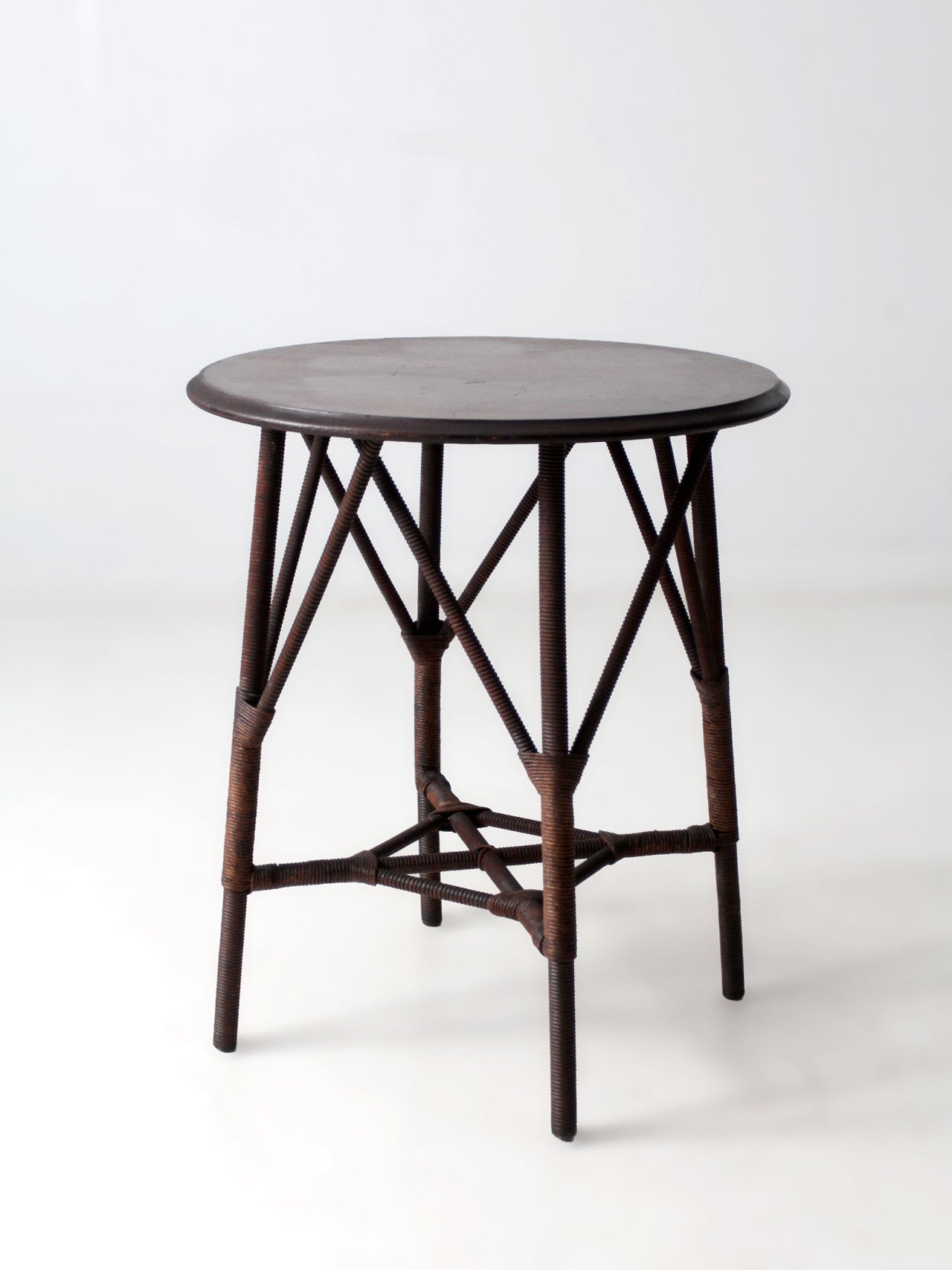 early 20th century wicker and wood side table