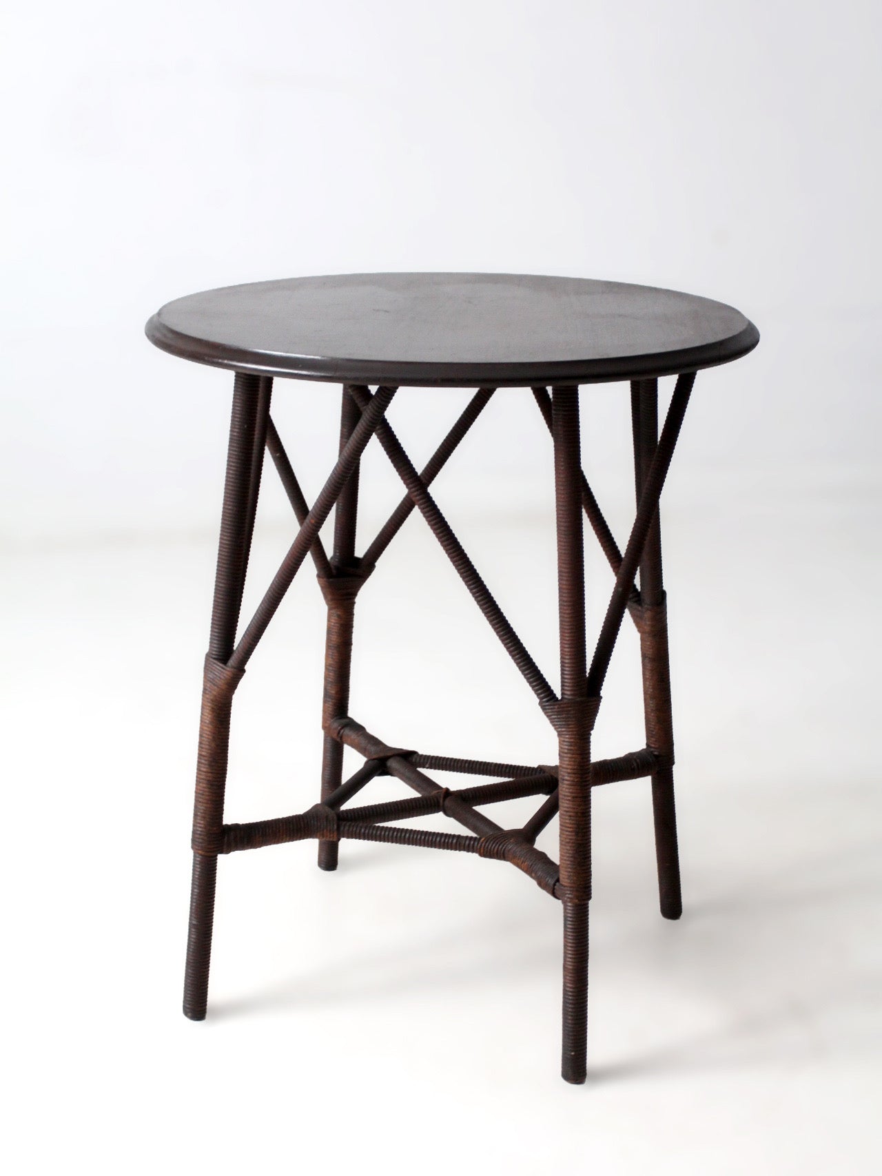 early 20th century wicker and wood side table