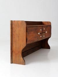 antique primitive tabletop cabinet with drawers and cupboards