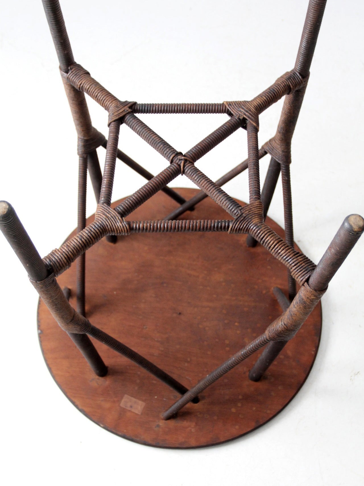 early 20th century wicker and wood side table