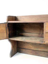 antique primitive tabletop cabinet with drawers and cupboards
