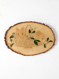 vintage cottage wall art on wood slab