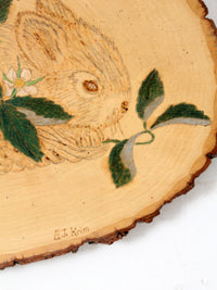 vintage cottage wall art on wood slab