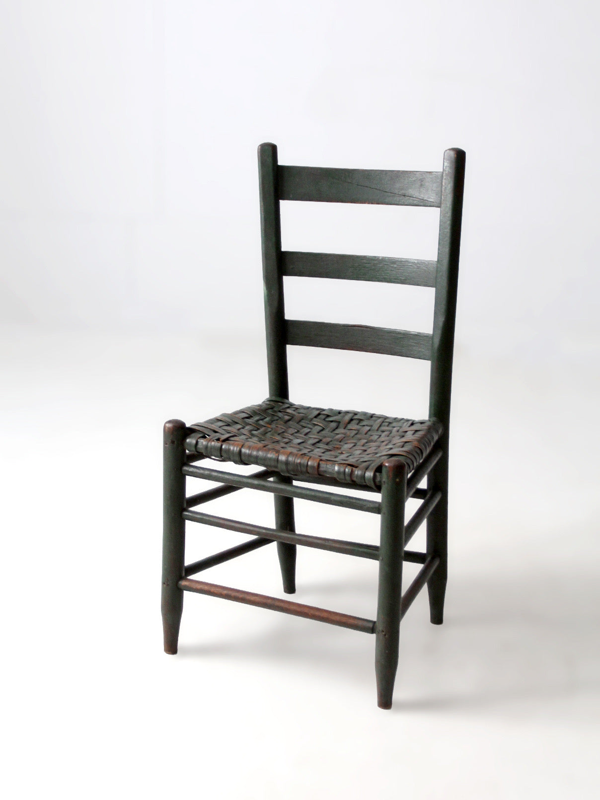 antique primitive ladder back chair with splint seat