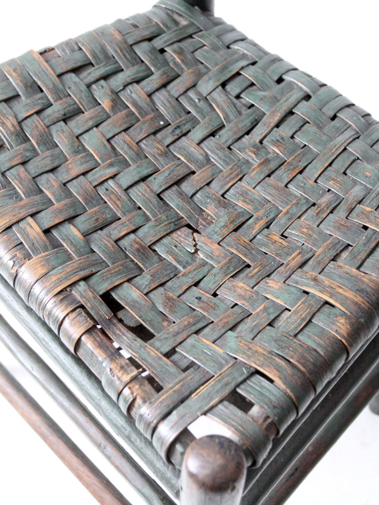 antique primitive ladder back chair with splint seat