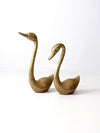 large mid-century brass swans