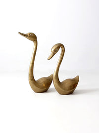 large mid-century brass swans