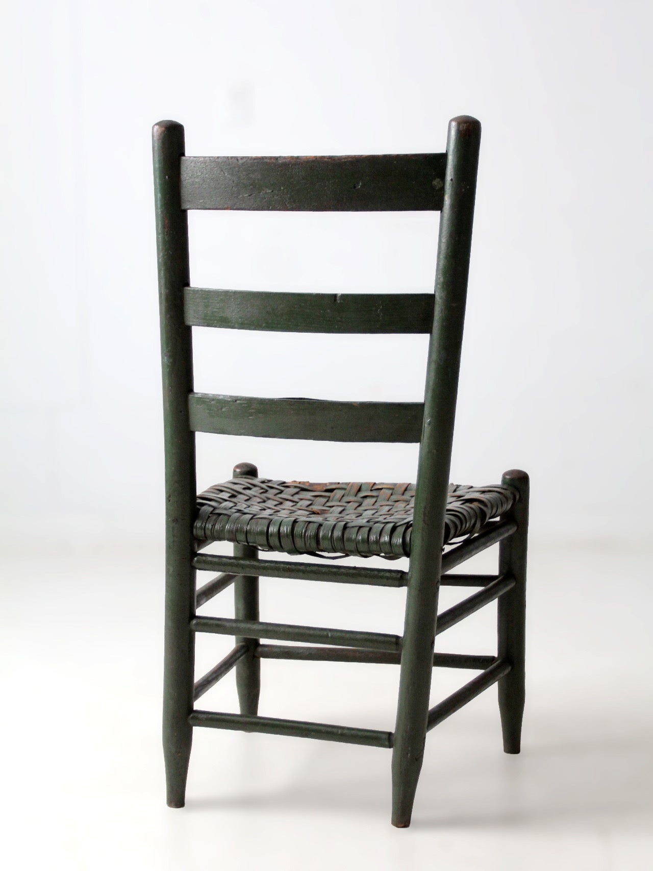 antique primitive ladder back chair with splint seat