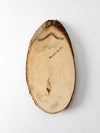 vintage Barry Nehr bear cub wood slice wall hanging