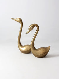 large mid-century brass swans