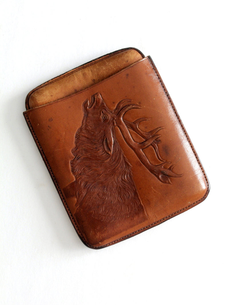 vintage Alamo Texas stag leather wallet