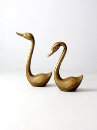 large mid-century brass swans