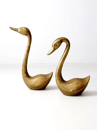 large mid-century brass swans