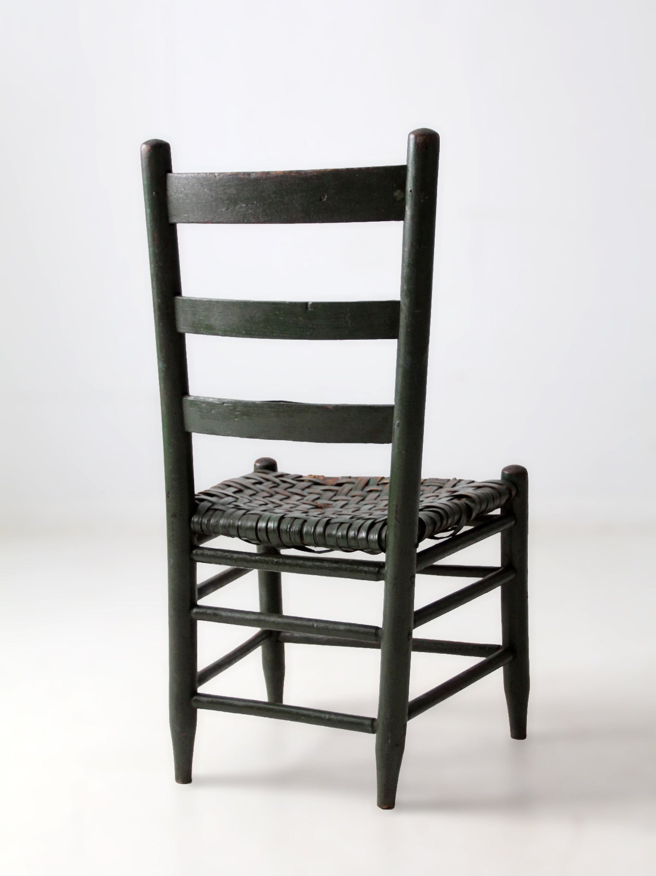 antique primitive ladder back chair with splint seat